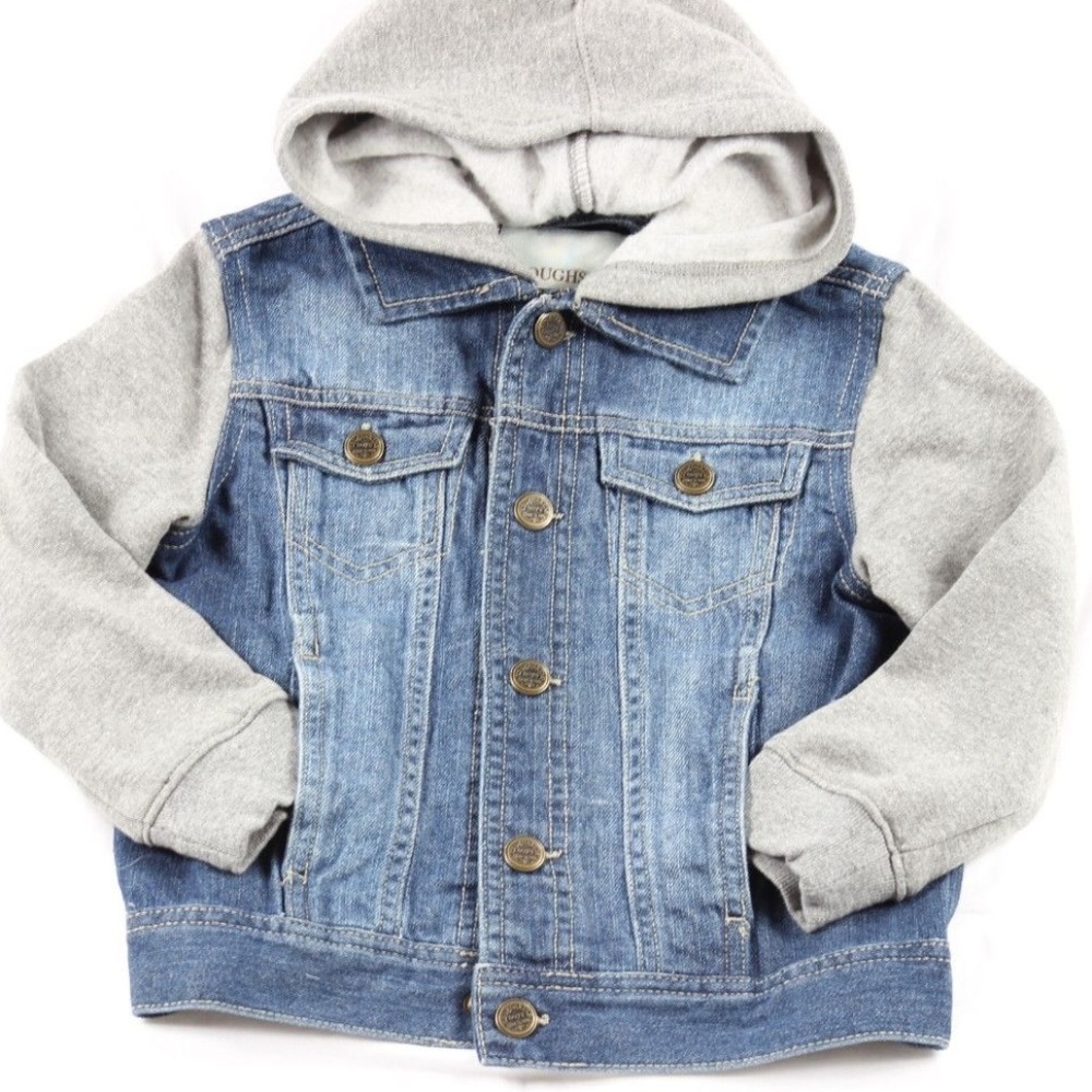 Denim and Fleece Hooded Jacket